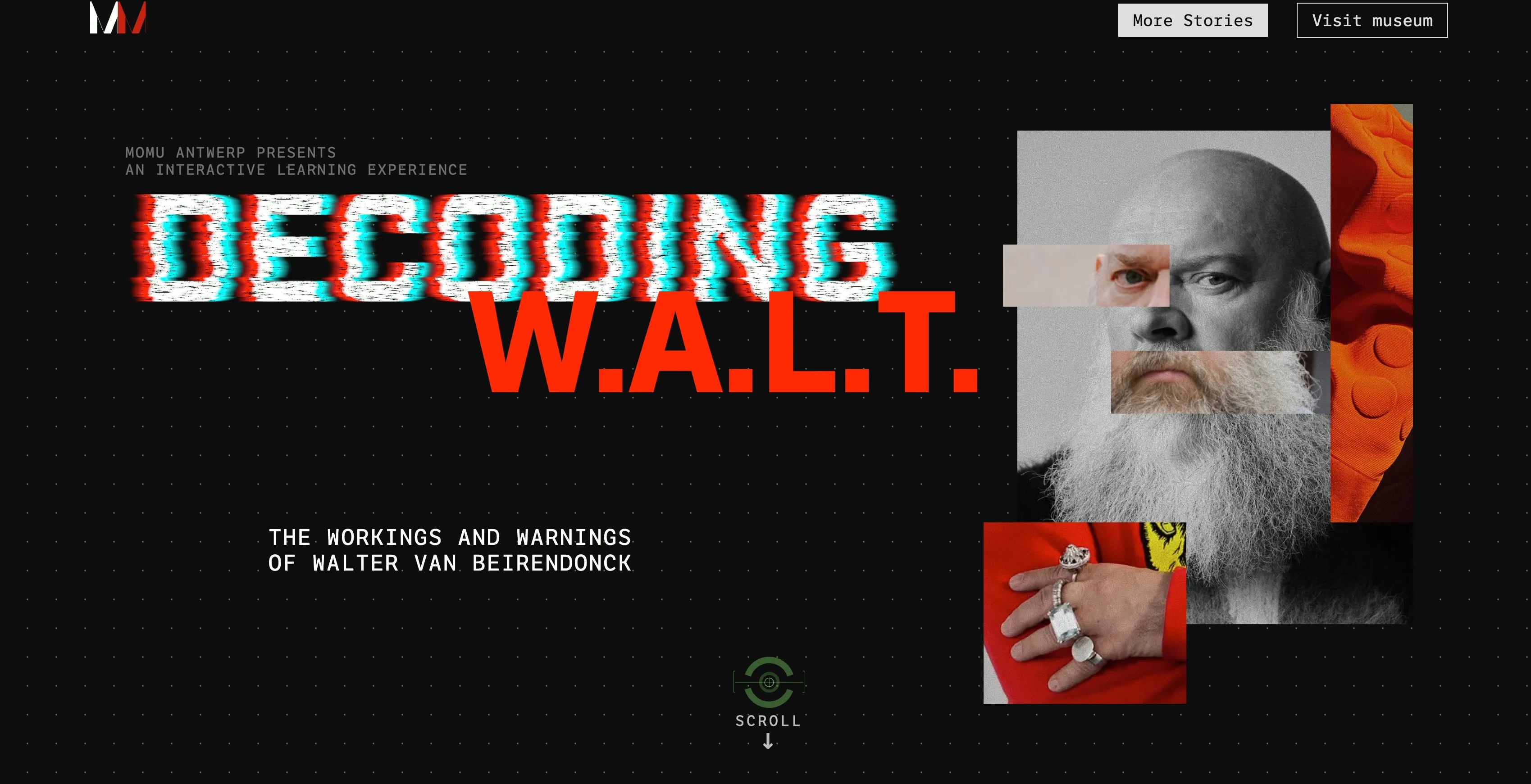 A view of the MoMu main hall staircase, taken from their official website