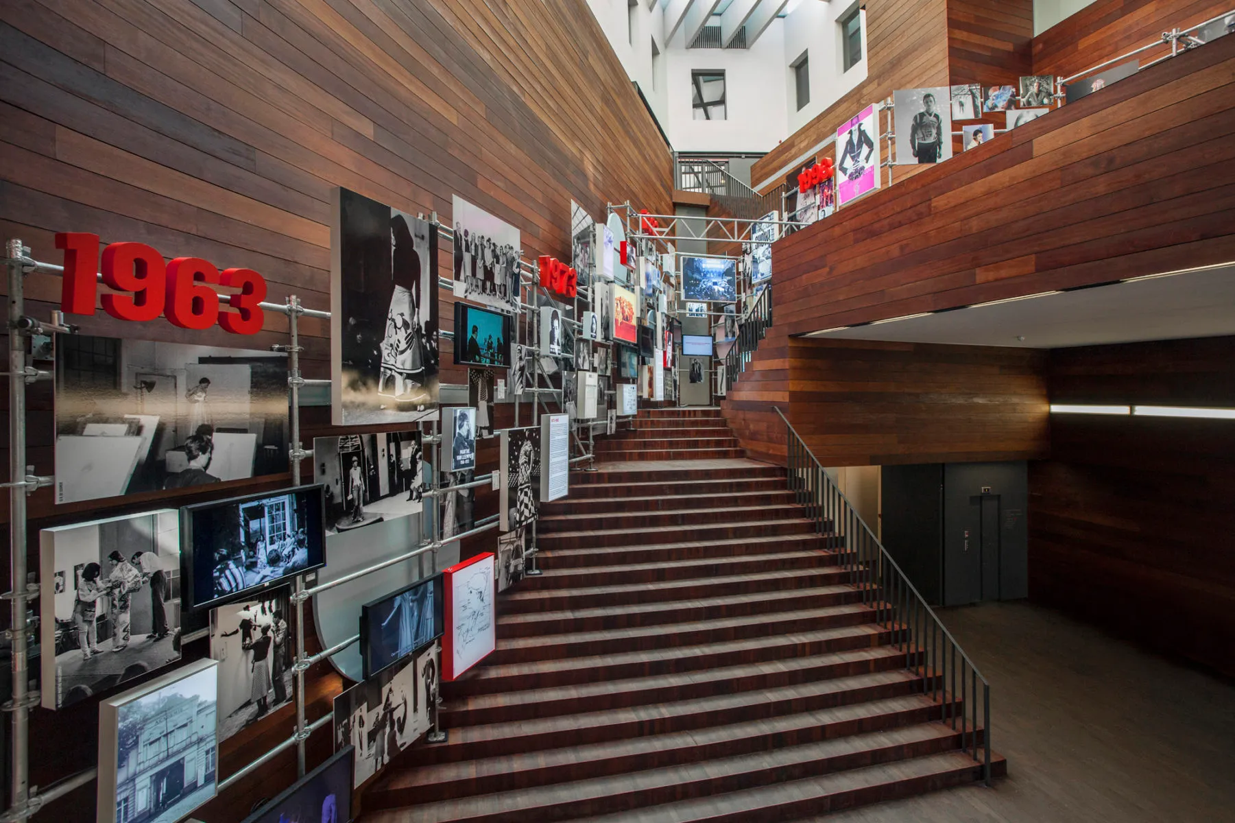 MoMu main stairwell for their Happy Birthday Dear Academy exhibition